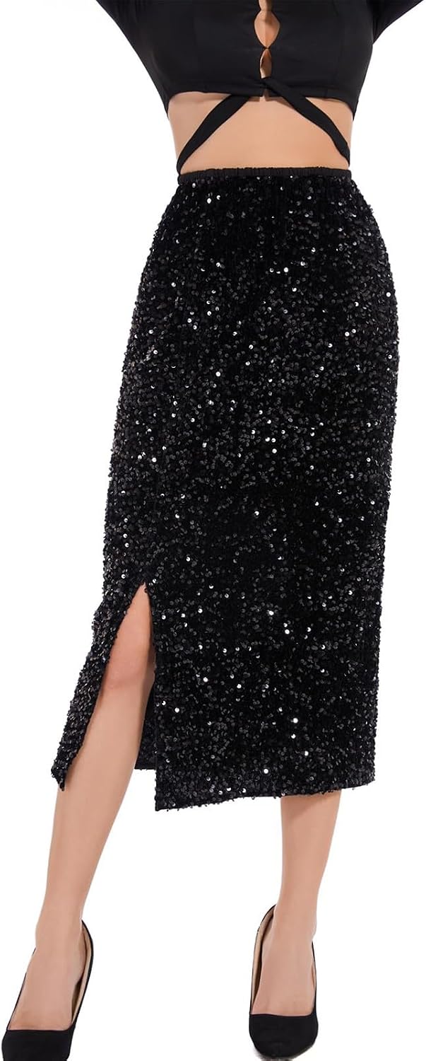 Générique Women's High Waist Pleated Midi Casual Soft Loose Long Fluid Skirt for City Office Outlet Spring Summer Comfortable Soft Fashion A104