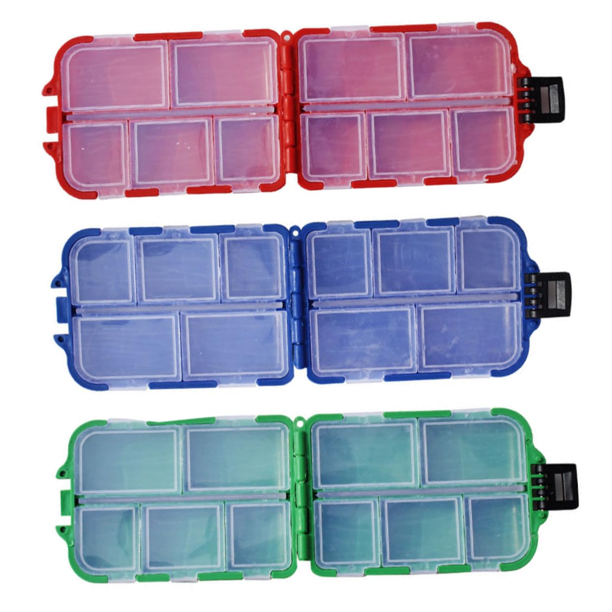 TOBBOMEY 3pcs Fishing Tackle Storage Box Portable Bait Hook Case Compact Organizer with Dividers for Fishing Accessories for Anglers and Fishermen Selection Color