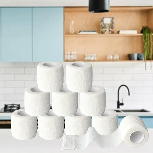 Miniatura 7 de Gondiane Paquete de 9 vendajes autoadhesivos de 2 pulgadas x 5 yardas para tobillos, muñecas, dedos, deportes, cinta veterinaria cohesiva