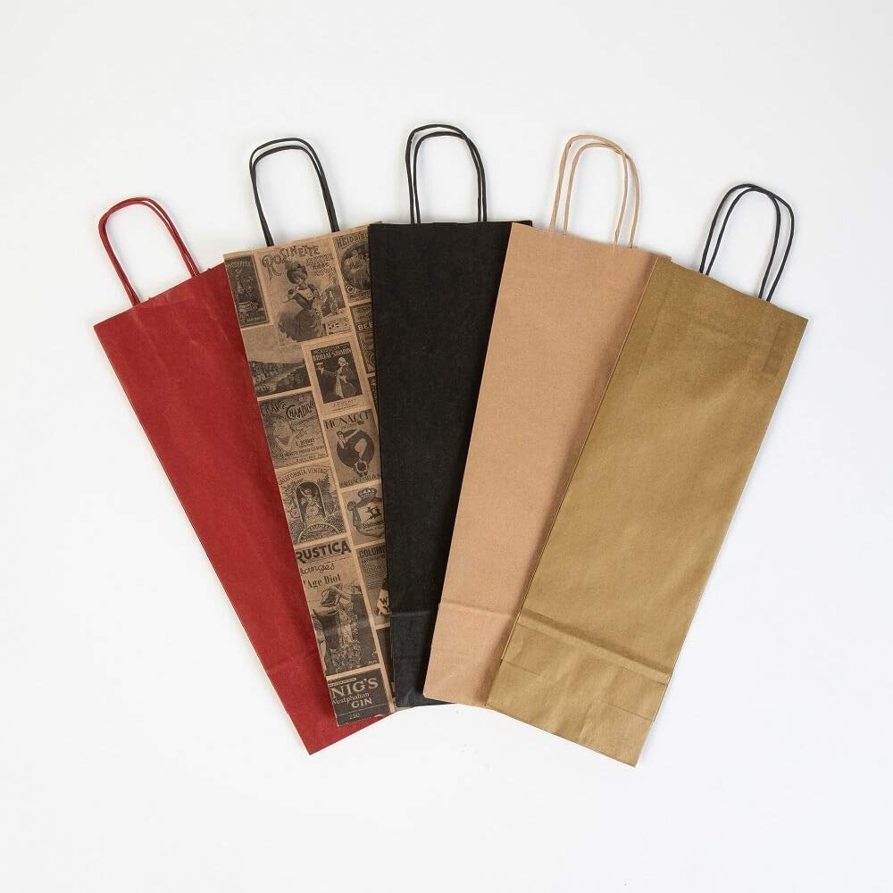 GREENBOX Flessenzakjes met handvat, 14 x 8 x 40 cm, kraftpapier