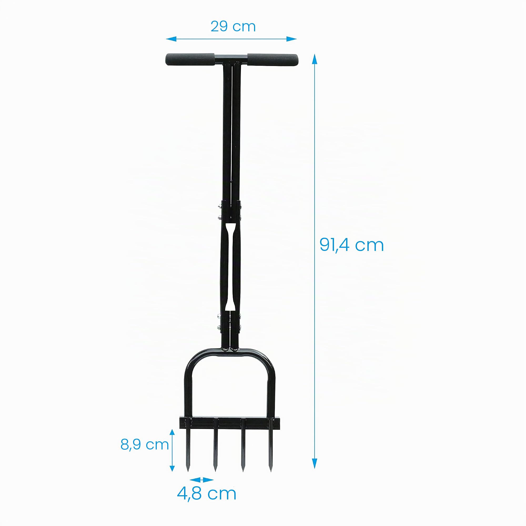 Gardzen, Aireador de Pinchos Resistente para Suelos compactados y césped, 90 x 28 cm, Negro