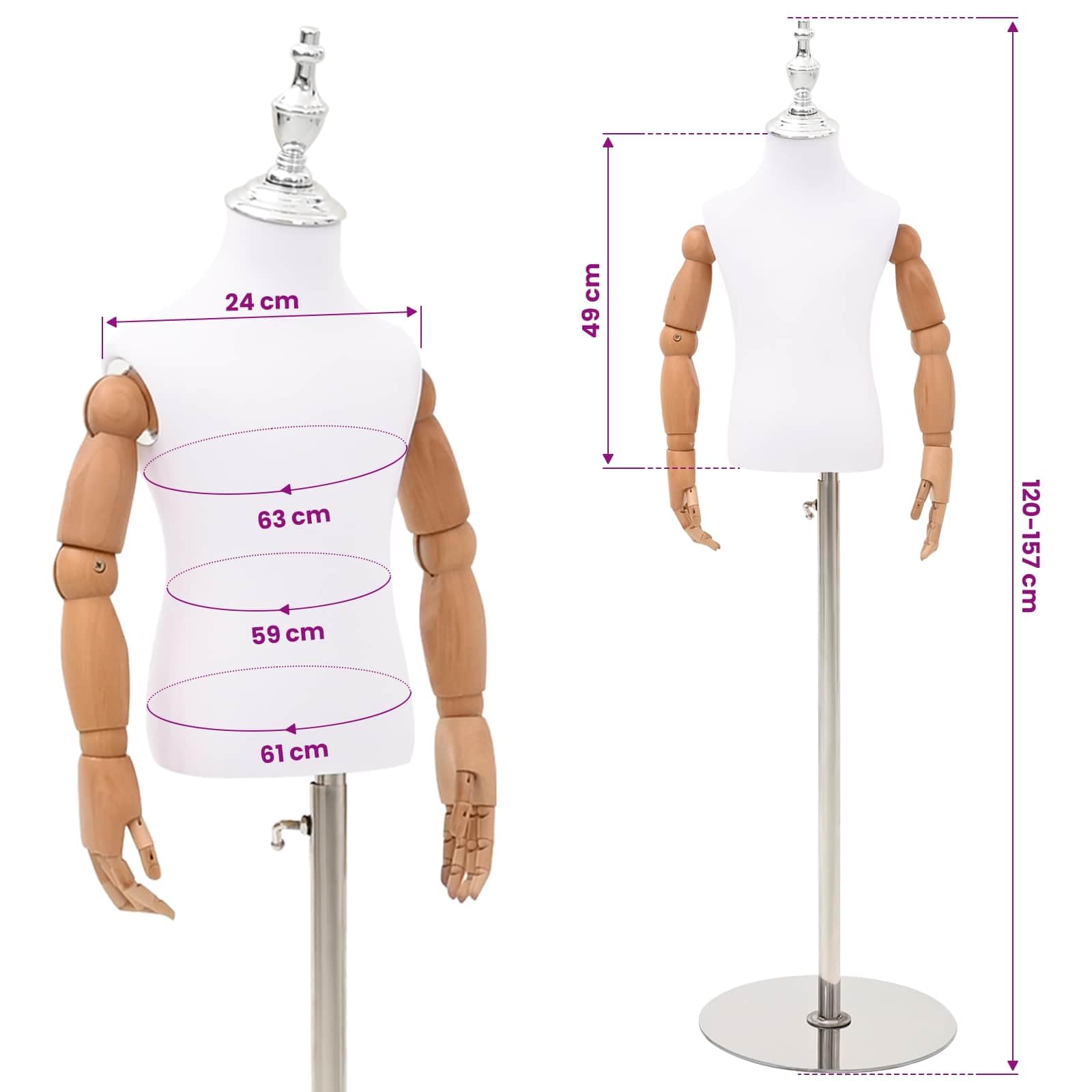 vidaXL Verstellbares 120-157 cm Mannequin mit Basis Unisex PP Weiß