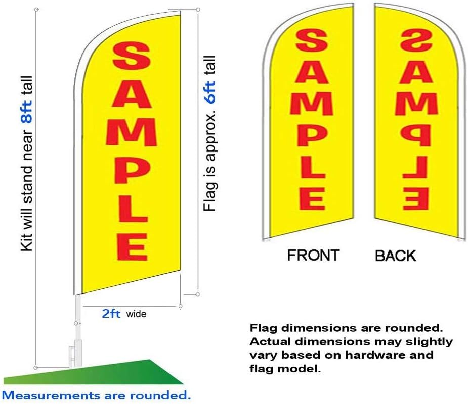 For Sale (Blue) 6ft Real Estate Feather Flag with Complete 8ft Pole kit, Ground Spike and Carry Bag