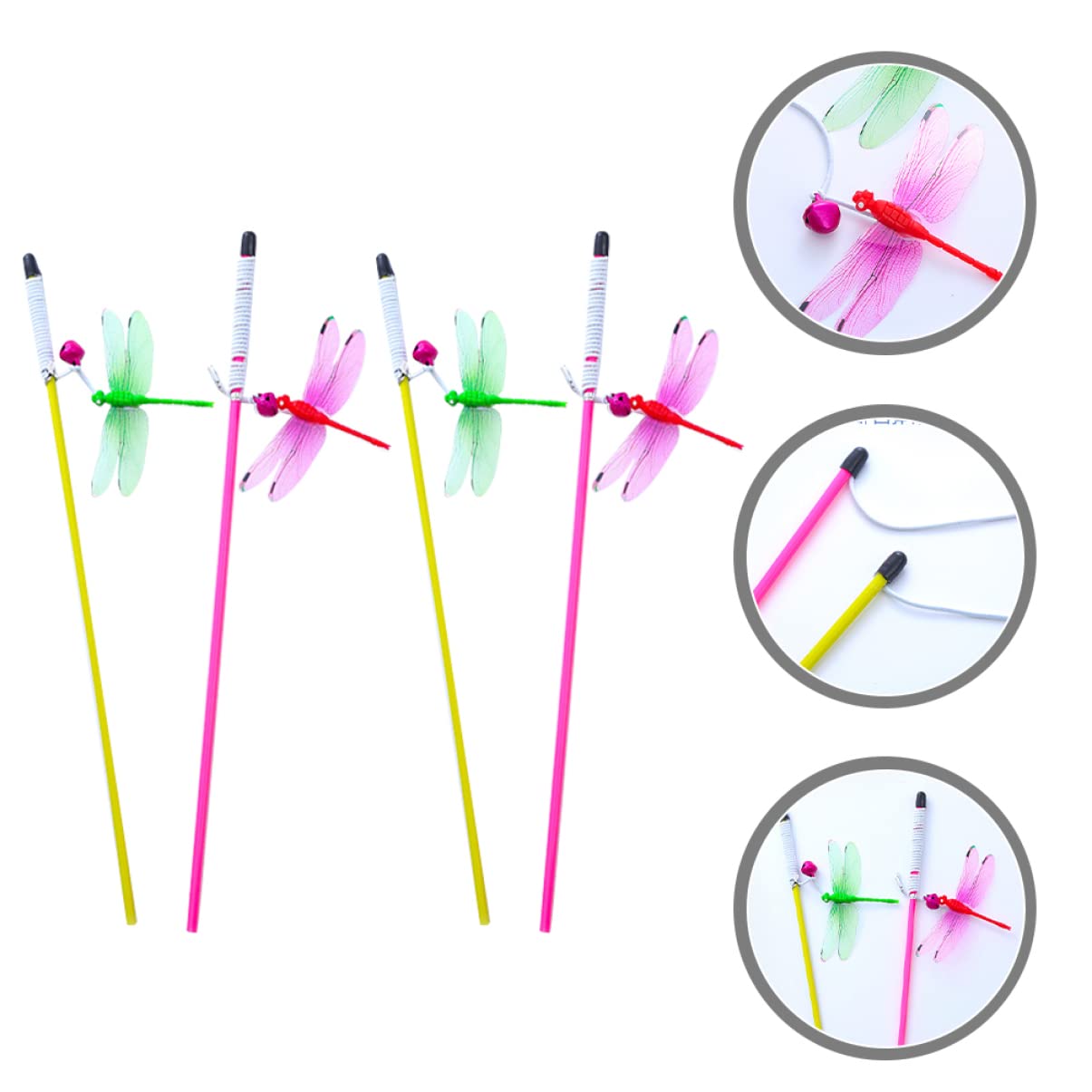 POPETPOP Lot De 5 Jouets pour Chat Canne À Pêche Décorative Jouet Interactif pour Chat Jouet Portable pour Chats Dintérieur 4 Pièces X 5