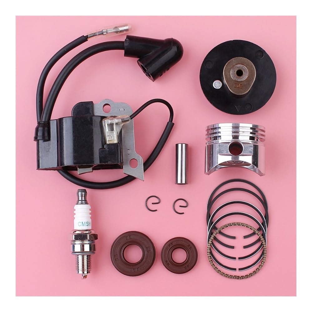 Bobina de Encendido de 35 mm, pistón, Sello de Aceite, Kit de bujías, Compatible con cortacésped GX25 GX 25 de 25 CC de 4 Tiempos. Pieza de Repuesto.