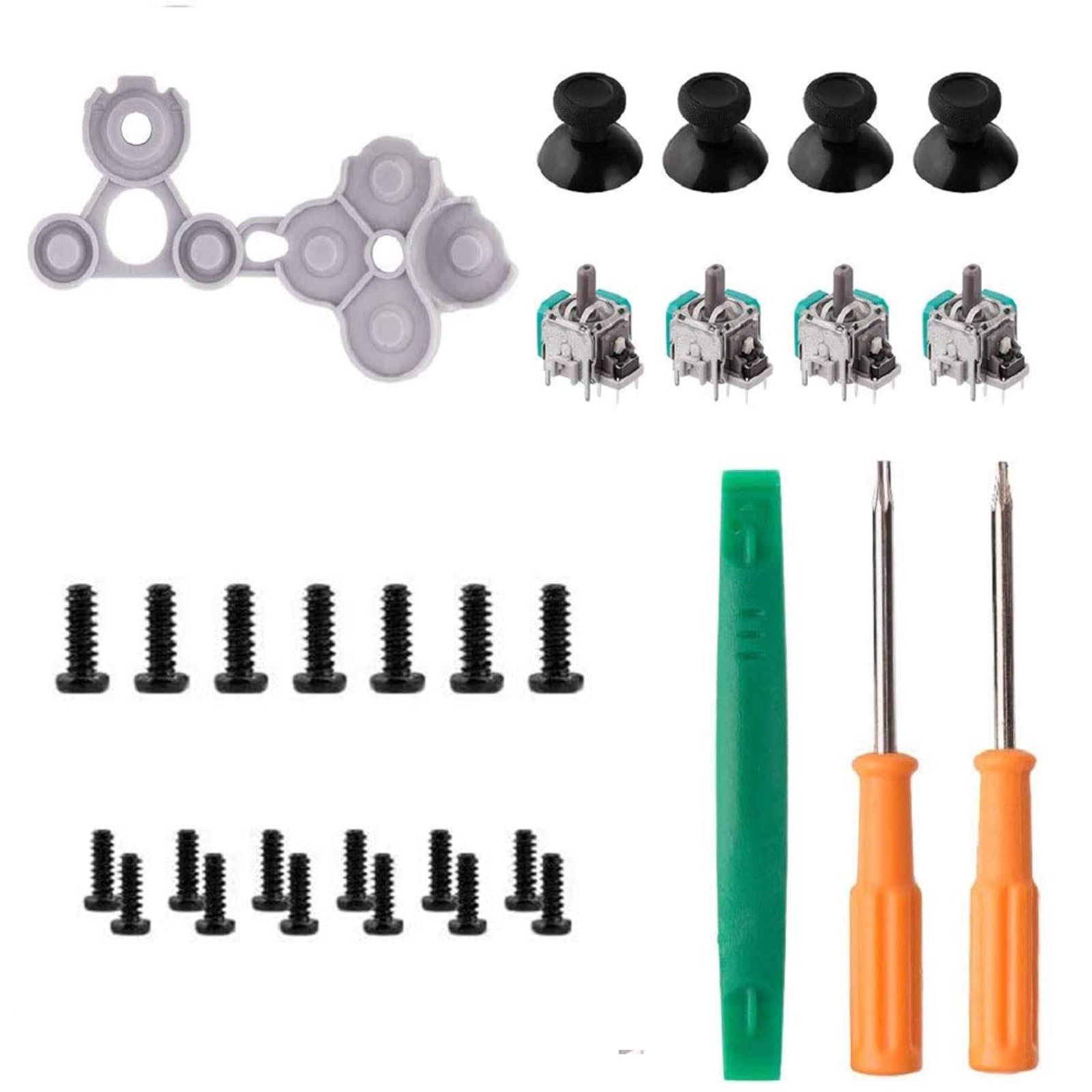 STAYOUNG 4PCS Joystick Thumbstick Replacement Part - Analog 3D Replacement Compatible with Xbox One Controller Compatible, Joystick Analog Thumbstick Repair Kit with Tools