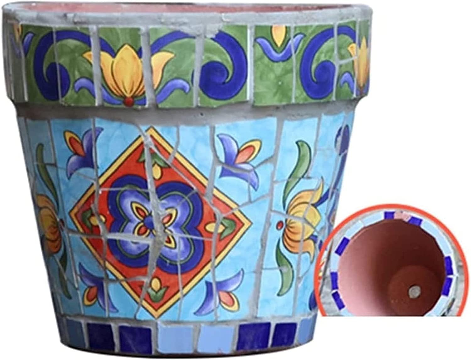 Large Round Ceramic Plant Pot with Drainage Hole Hand-Painted Concrete Flower Planter for Indoor and Outdoor Plants, Modern Cement Pot for Succulents Decorative Container