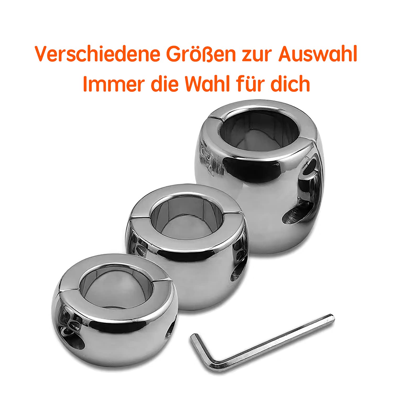 SeLgurFos pesante testicolo anello in acciaio inox palla barella testicolo barella testicolo peso scroto ciondolo pene anello pene anello magnete/chiave (60mm,Schlüssel)