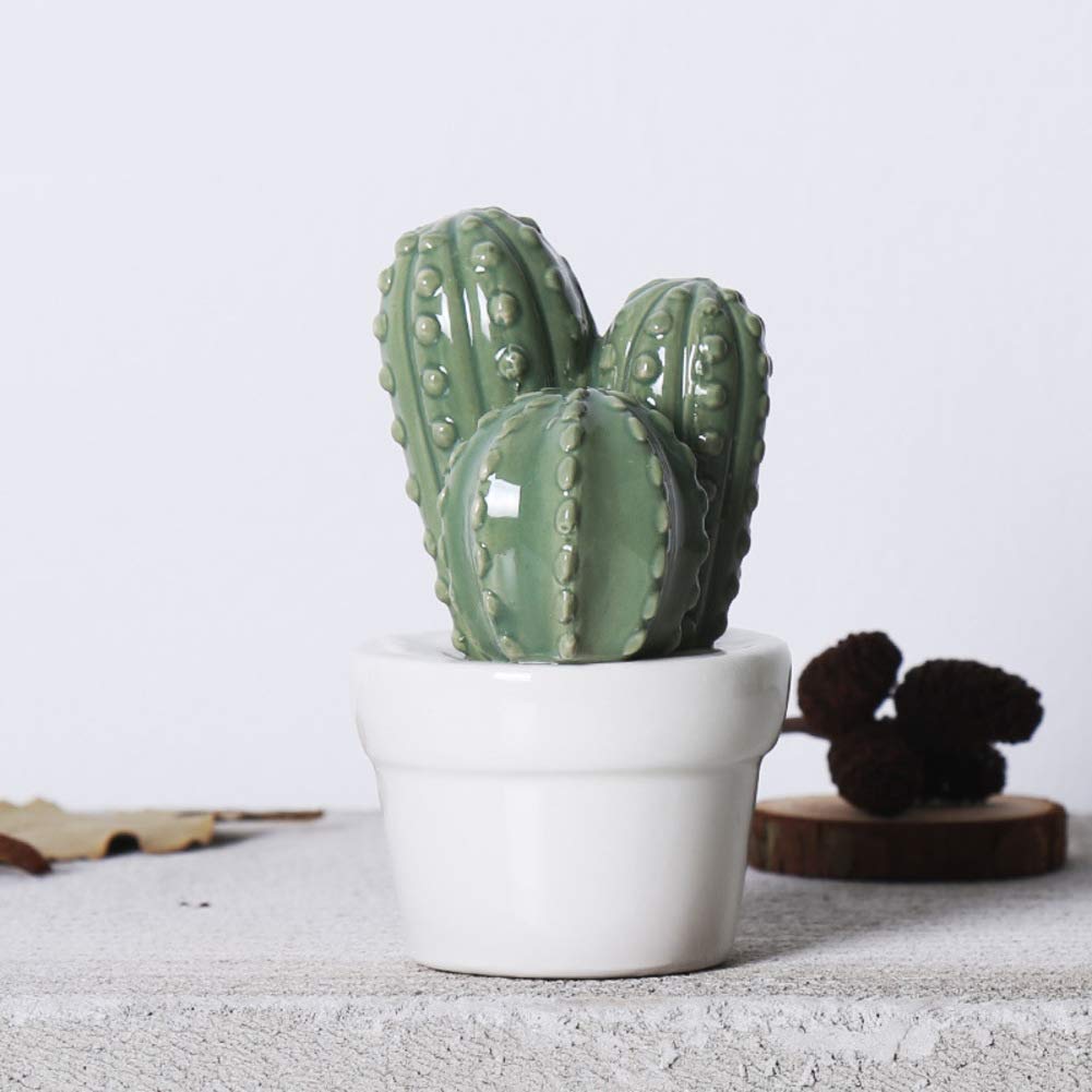 Amazon サボテンの彫刻 人工サボテン植物は ポット偽のサボテンフィギュアセラミック装飾で屋外屋内ホームリビングルームパーティー J 12x8cm 5x3inch 人工観葉植物 オンライン通販