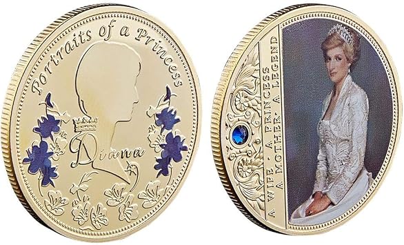 1pc Commemorative Coin, Princess Diana Collection Gift, Souvenir Coin Golden