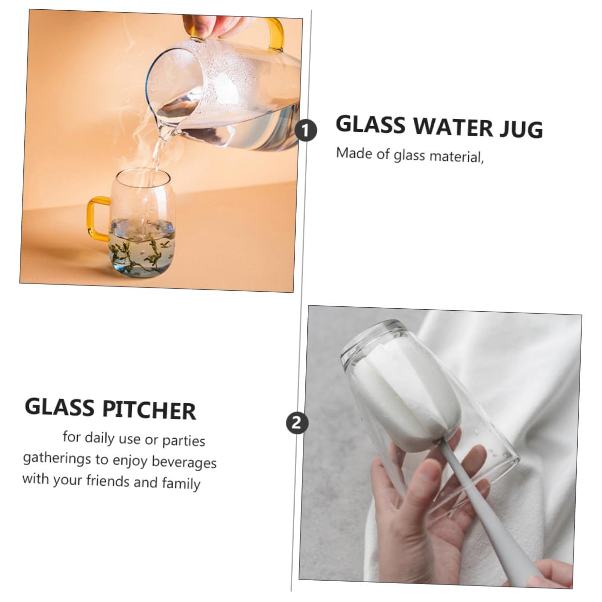 Jarra de Agua Resistente al Calor de Vidrio Jarra de Agua Hogar con Tapa para Preparar y Servir Bebidas Frías Jugo o Tés la Cocina o Sala de Estar