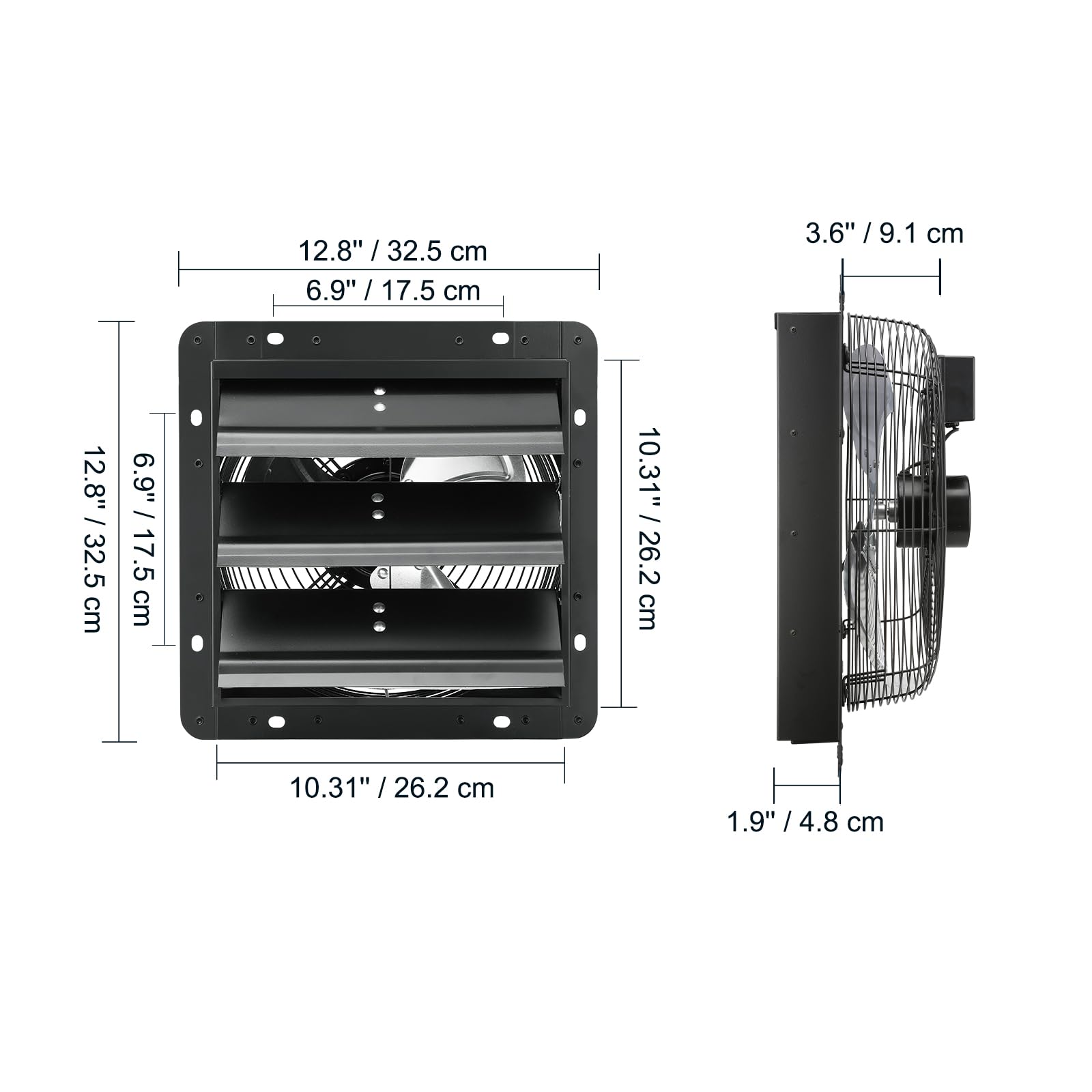 VEVOR Extractor de Persiana con Controlador de Temperatura y Humedad, Motor EC, 820 CFM, Ático de Montaje en Pared Ajustable de 10 Velocidades, para Invernaderos, Garajes, Cobertizos, 26,2 x 26,2 cm