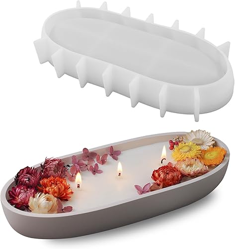 Wehous Molde de resina para cuenco grande, molde de silicona ovalado de 11.6 pulgadas para cemento de resina, molde de fundición de epoxi para