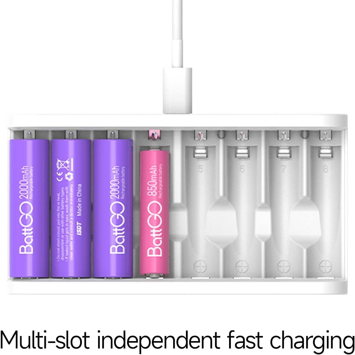 ISDT A8 Air Household Battery Charger, 8 Bay AA AAA Smart Battery Charger Max 27W, Fast Charging for Nimh NiCd Lithium LiHv Life 1.2V 1.5V 3.7V Rechargeable Battery, USB C Input, Black - Image 3