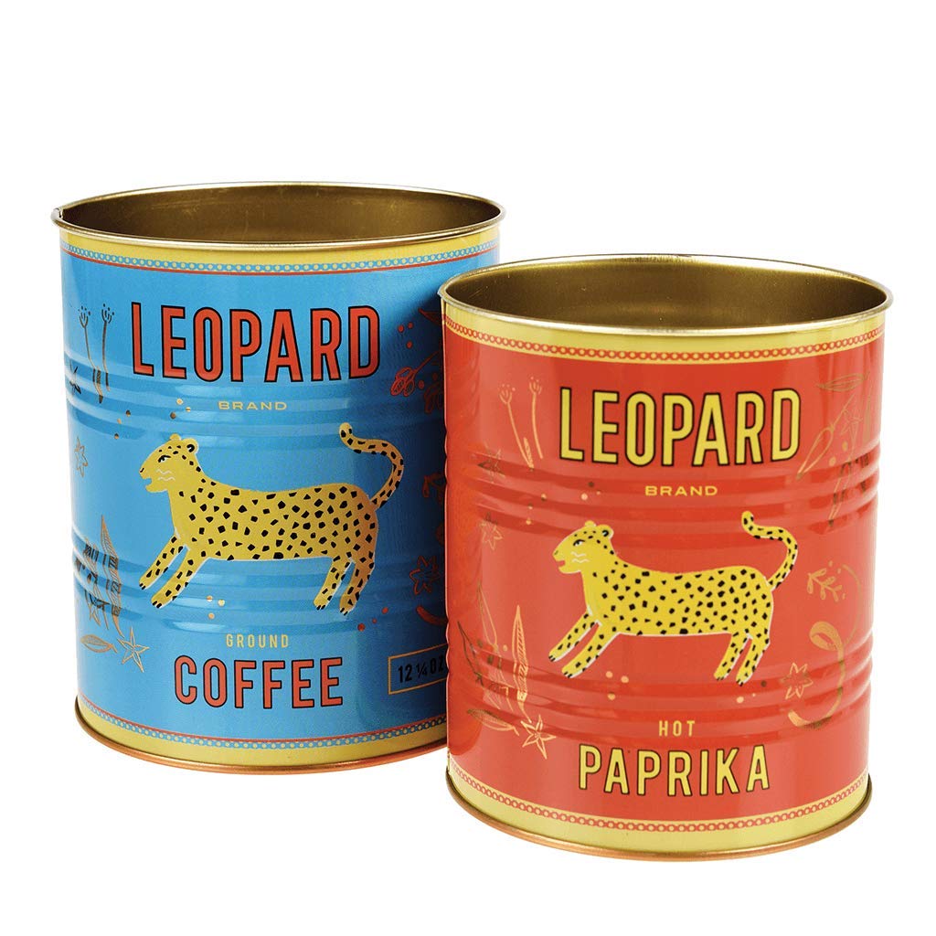 Rex London Medium Leopard storage tins (set of 2)
