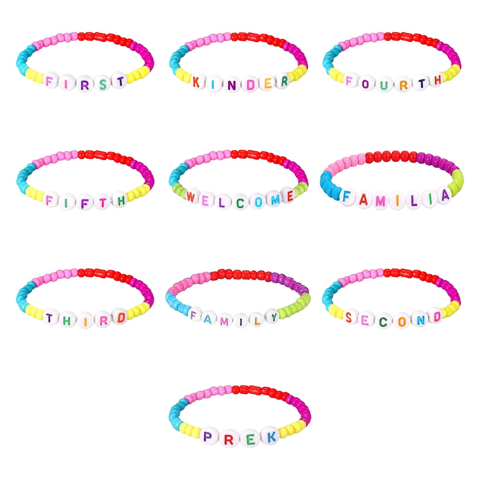 Lot de 32 bracelets de bienvenue en perles，WELCOME