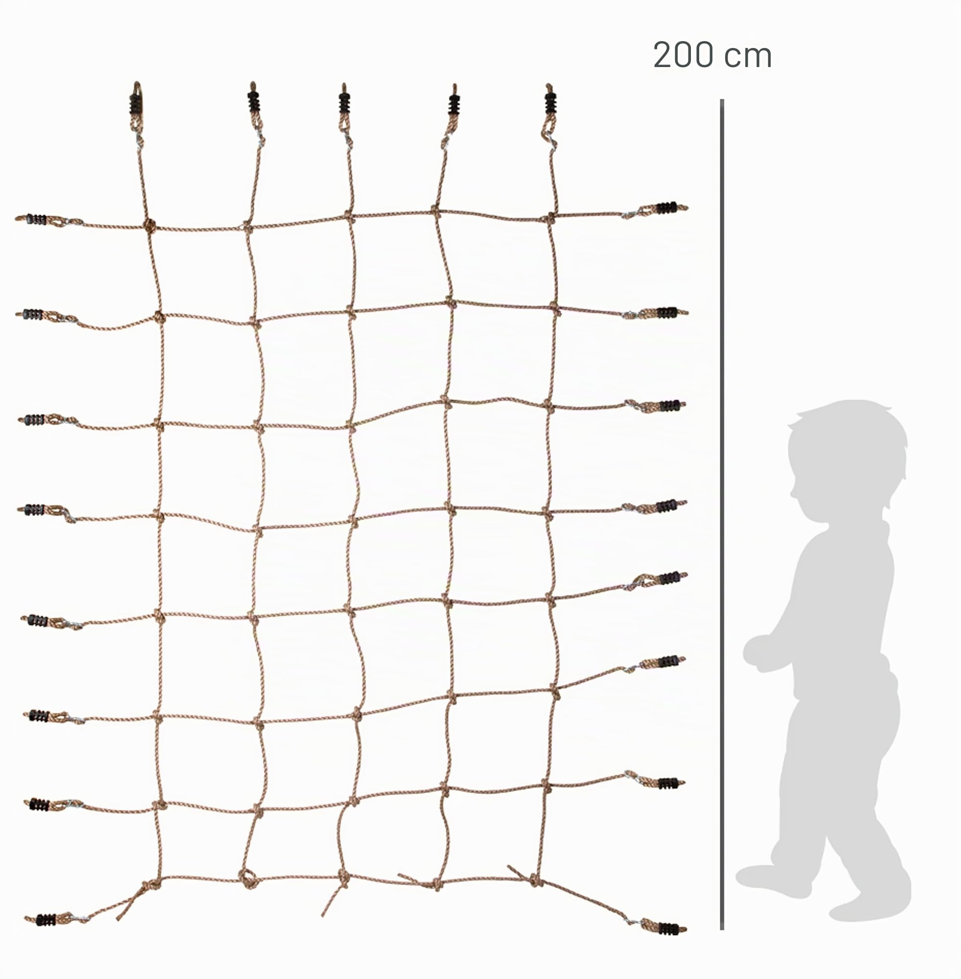 11876 Red de Escalada, Small Foot, Ocho Ganchos para Fijar a los Marcos de Madera de Tres Lados, a Partir de 3 años.