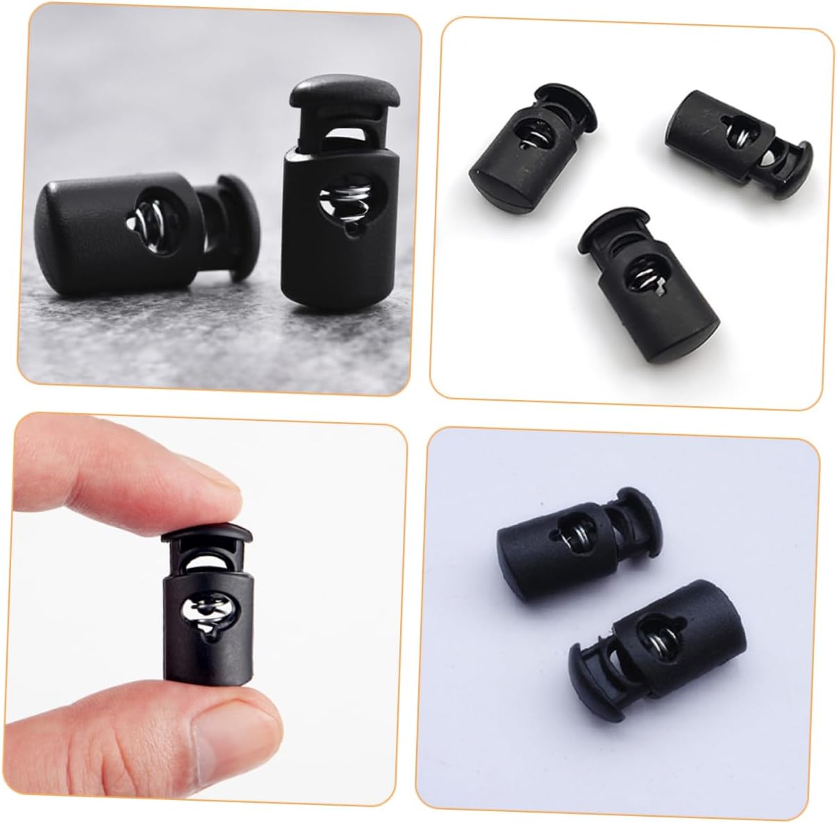 Gadpiparty 50pcs Plastic Cord Locks Drawstring Fastener Hoodie Cord Lock Shoelace Clips for Lanyards Clothing Bags Outdoor Sports