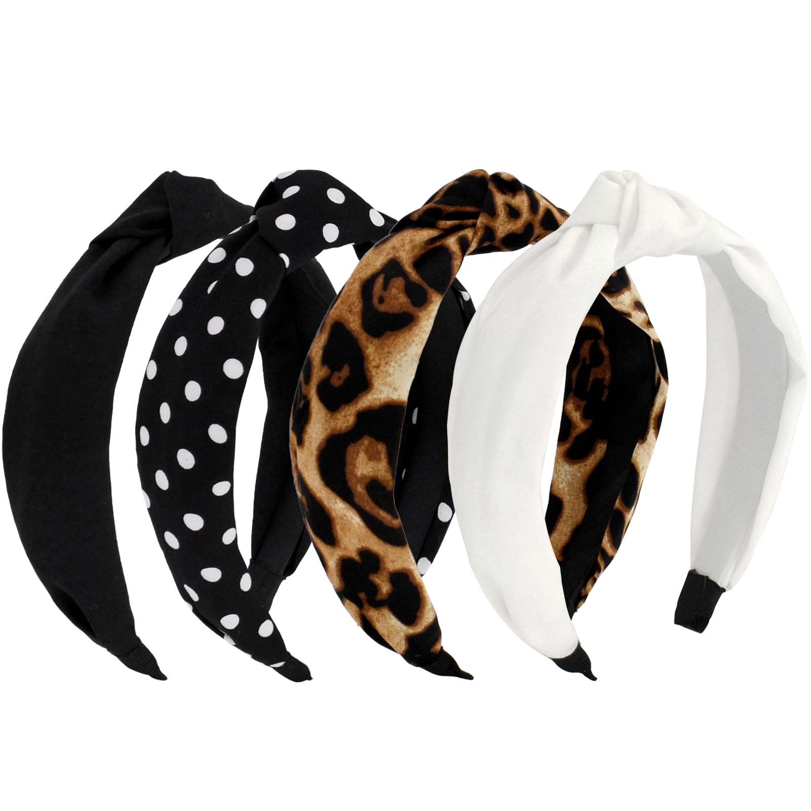 Bellisia Headbands for Women's Hair Knotted Wide Headband Top Knot Fashion Hairband Womens Head Bands Turban Hair Accessories for Girls 4Pcs