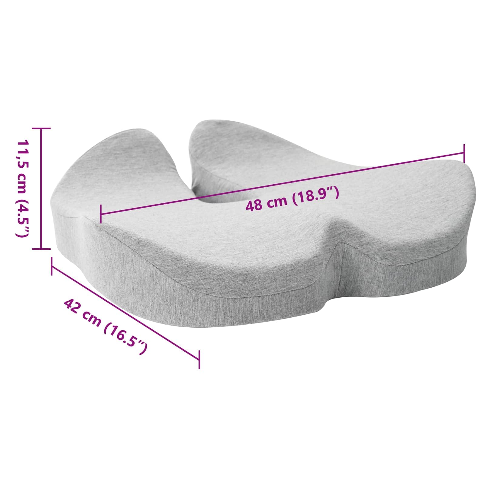 Cojín de asiento monocolor gris claro, 50 x 43 x 10 cm, espuma viscoelástica ergonómica con funda extraíble, antideslizante, para comedor, cocina, oficina, silla de ruedas y cojín de suelo