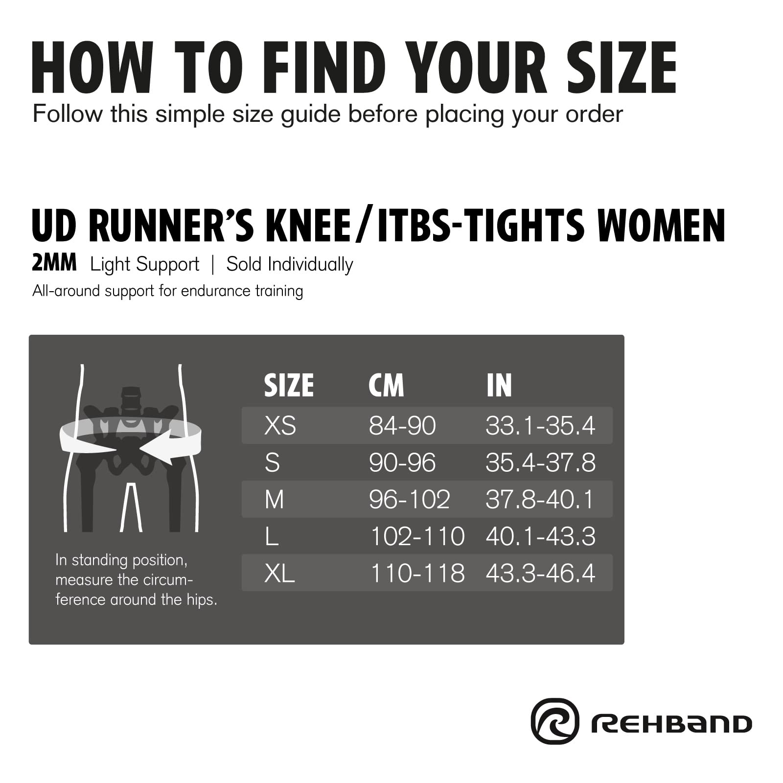 Rehband UD Runner's Knee/Thermal Zone Tights para Mujer - Mallas de compresión con Zonas térmicas para Running y Atletismo, favorecen la recuperación y ofrecen Gran Comodidad