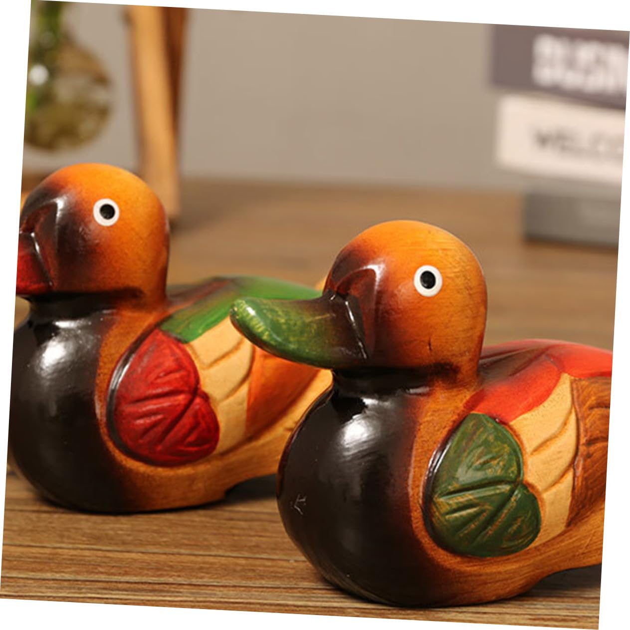 Amosfun 5 Paare Mandarinente Ornamente Auto Mujer Abs hochzeitsdeko Hochzeit Dekoration Künstlerische Holzstatue brautpaar Heimdekorationen Hochzeitsschmuck Hochzeit Enten hölzern