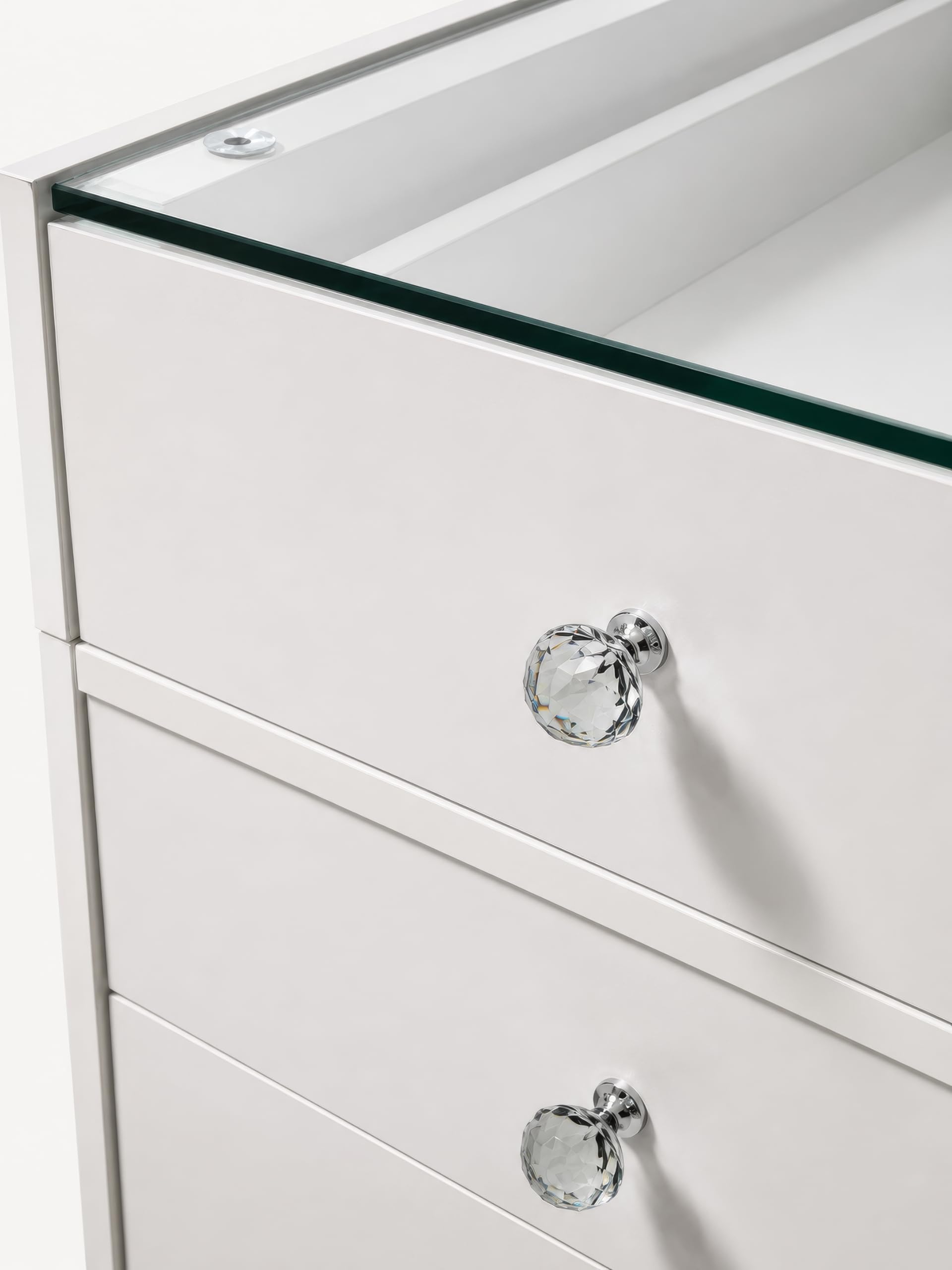 Générique Coiffeuse Vanity avec Miroir Lumineux LED Bluetooth USB – 13 tiroirs – Blanc