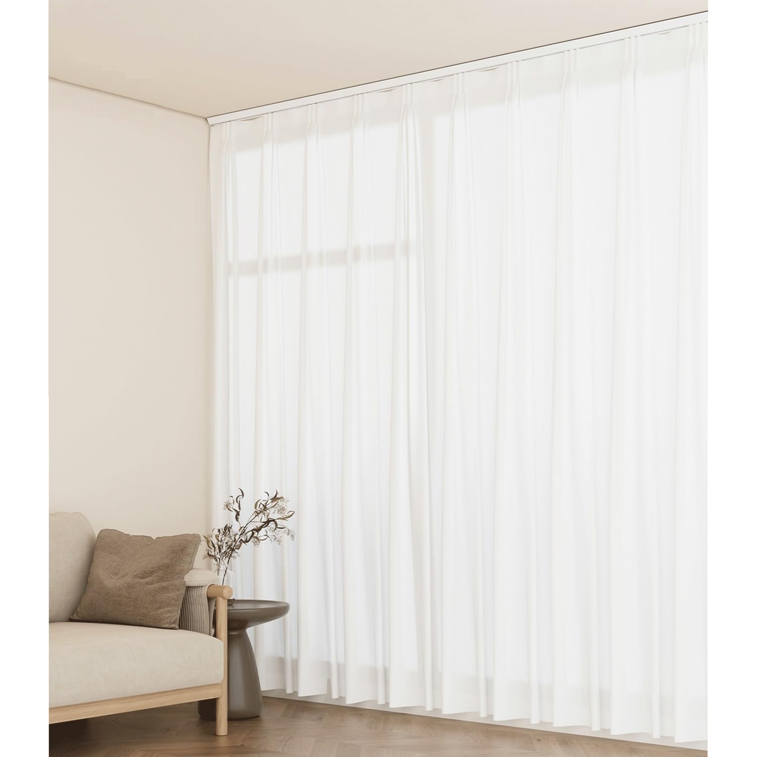 Barra de cortina de techo adhesiva silenciosa con rodillos lisos, fácil montaje para sala de estar, dormitorio y ducha, divisor de techo de 5,7 m / 18.7ft