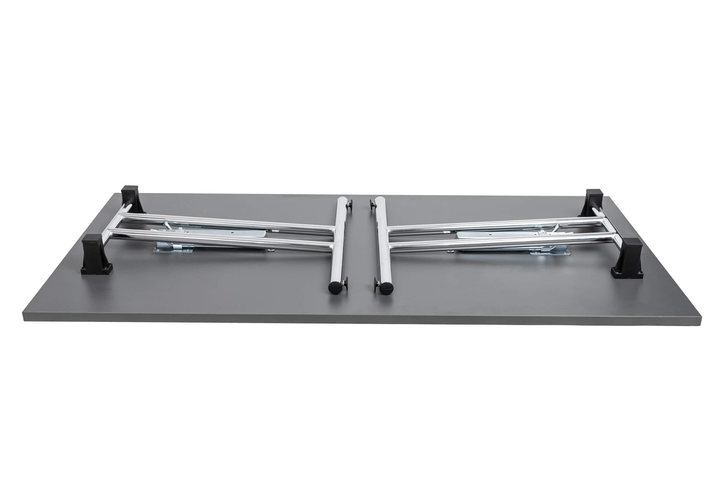 Besprechungstisch klappbar, Klapptisch Gestell Chrom gerader Fuß, Schreibtisch Maße 140x80 oder 160x80cm, Konferenztisch platzsparend stapelbar, hauseigene Fertigung (Anthrazit, 160 x 80 cm)