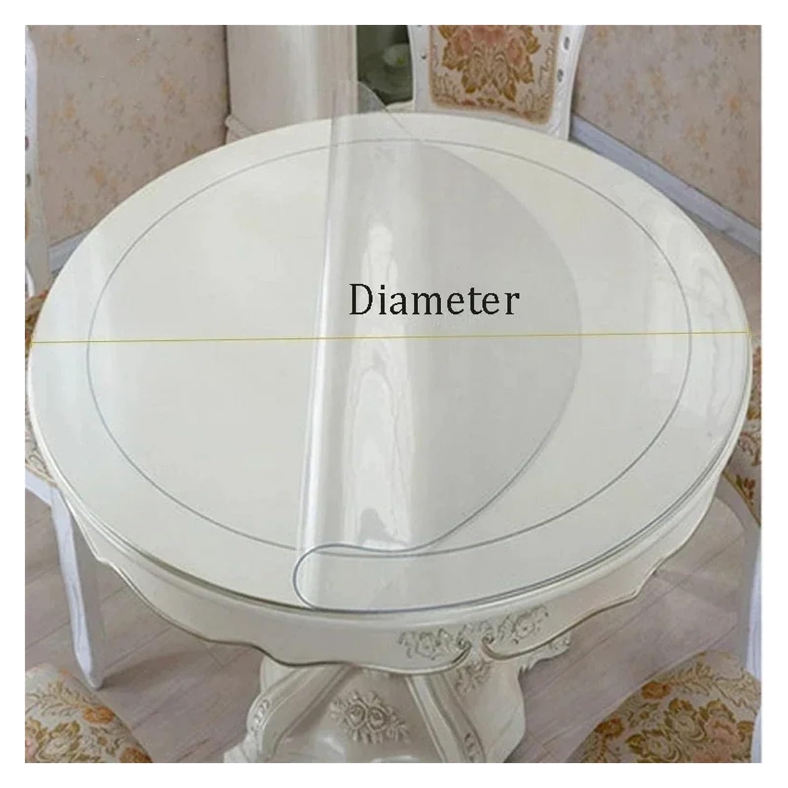 Tovaglia impermeabile for tappeto tavolo rotondo in PVC trasparente | Tovaglia in PVC Modello da cucina Copritavolo Tappetino tavolo pranzo in panno morbido(Transparent,Diameter80cm)