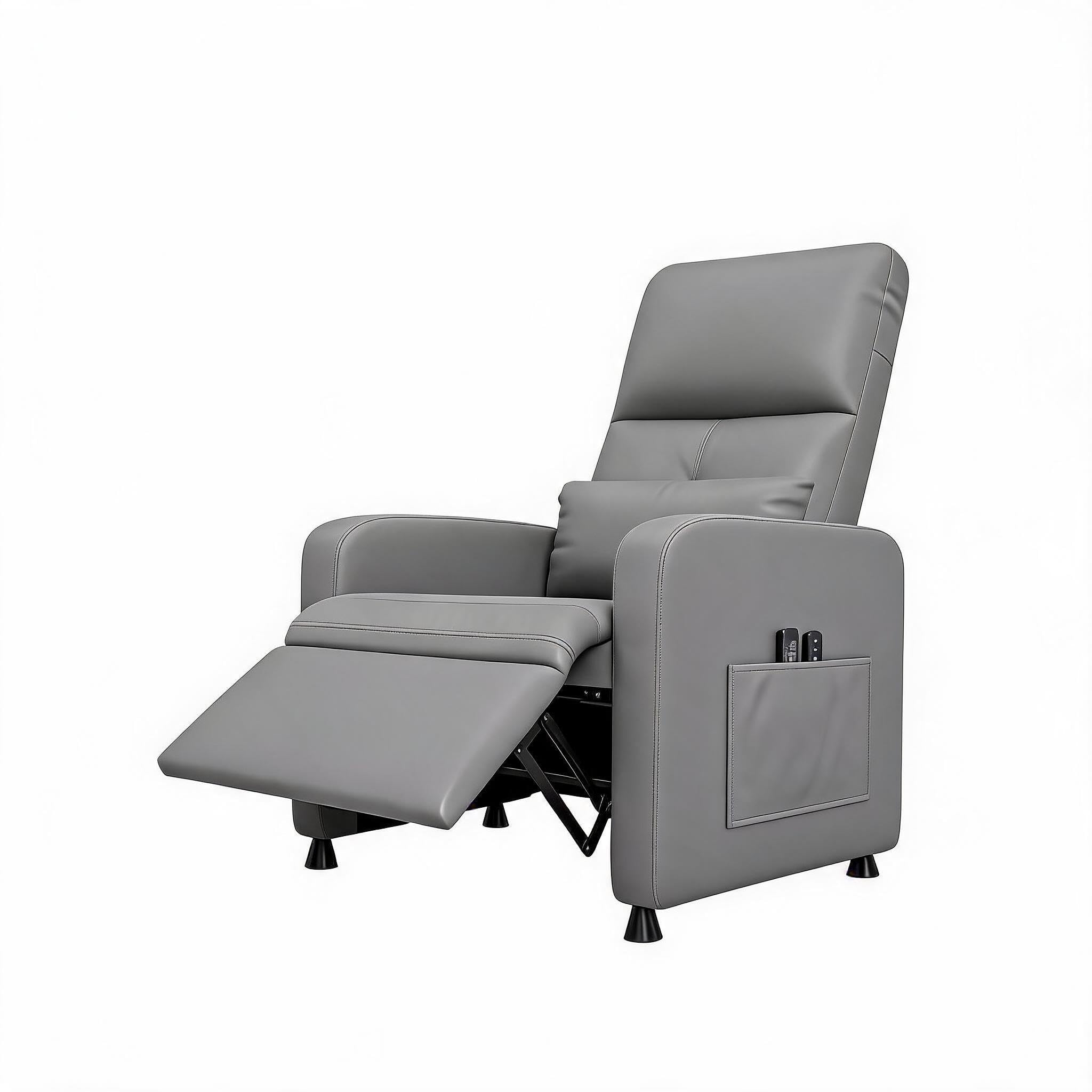GarveeLife Sillón Reclinable Eléctrico con Masaje y Calor, Polipiel, Gris | Con estructura de hierro, respaldo eléctrico regulable, para salón o sala de estar, cada unidad mide 83 x 76 x 102 cm