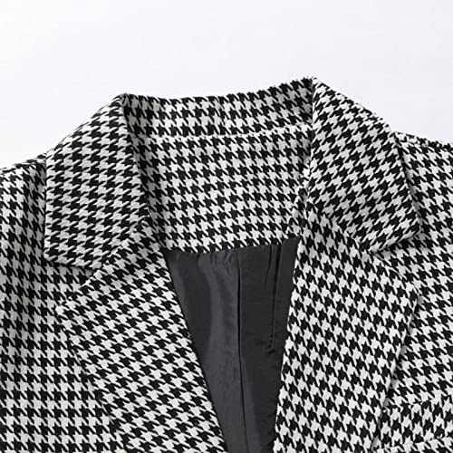 Mens Premium Houndstooth Plaid Slim Fit Tuxedo Prom Wedding Groom Suits Casual One Button Blazer Jacket Sport Coat4