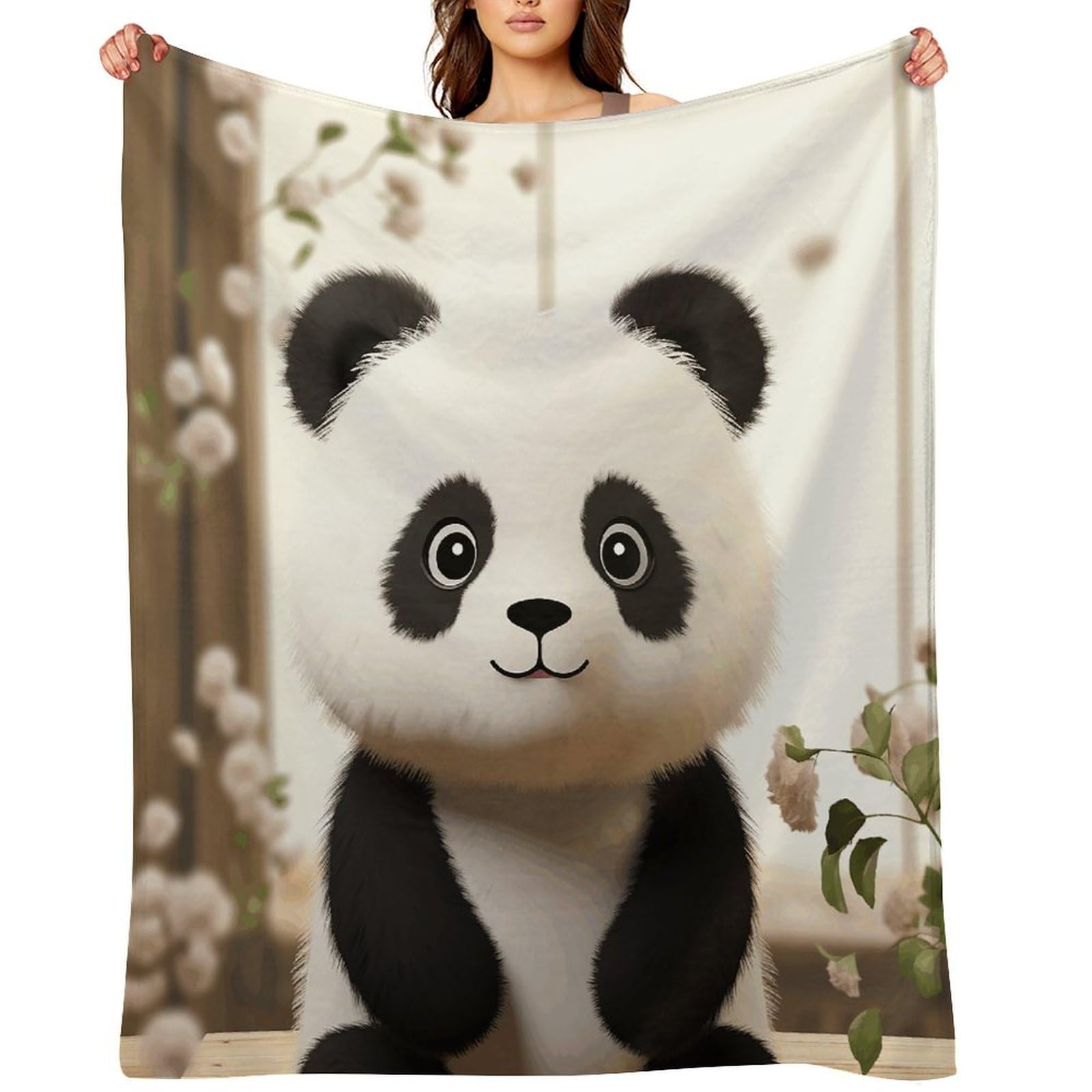 Cute White Panda Throw Blanket for Couch and Bed Super Soft Warm Lightweight Throw Blankets Cozy Fuzzy Flannel Blanket Personalized Decorative Blankets for Sofa Decor 30"x40"