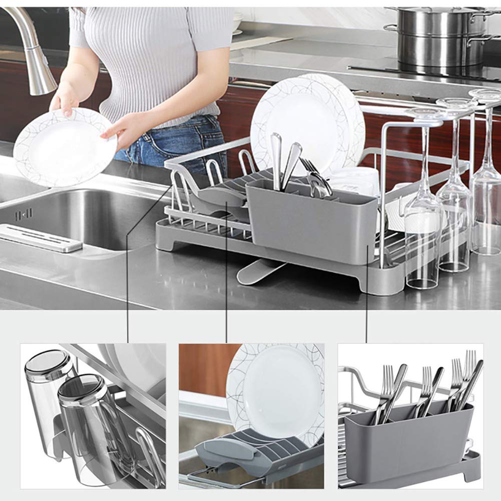 Pequeño Escurreplatos,antioxidante De Aluminio Escurreplatos con Bandeja De Goteo,Robusto Estante Drainer para El Organizador De Suministros De Cocina A