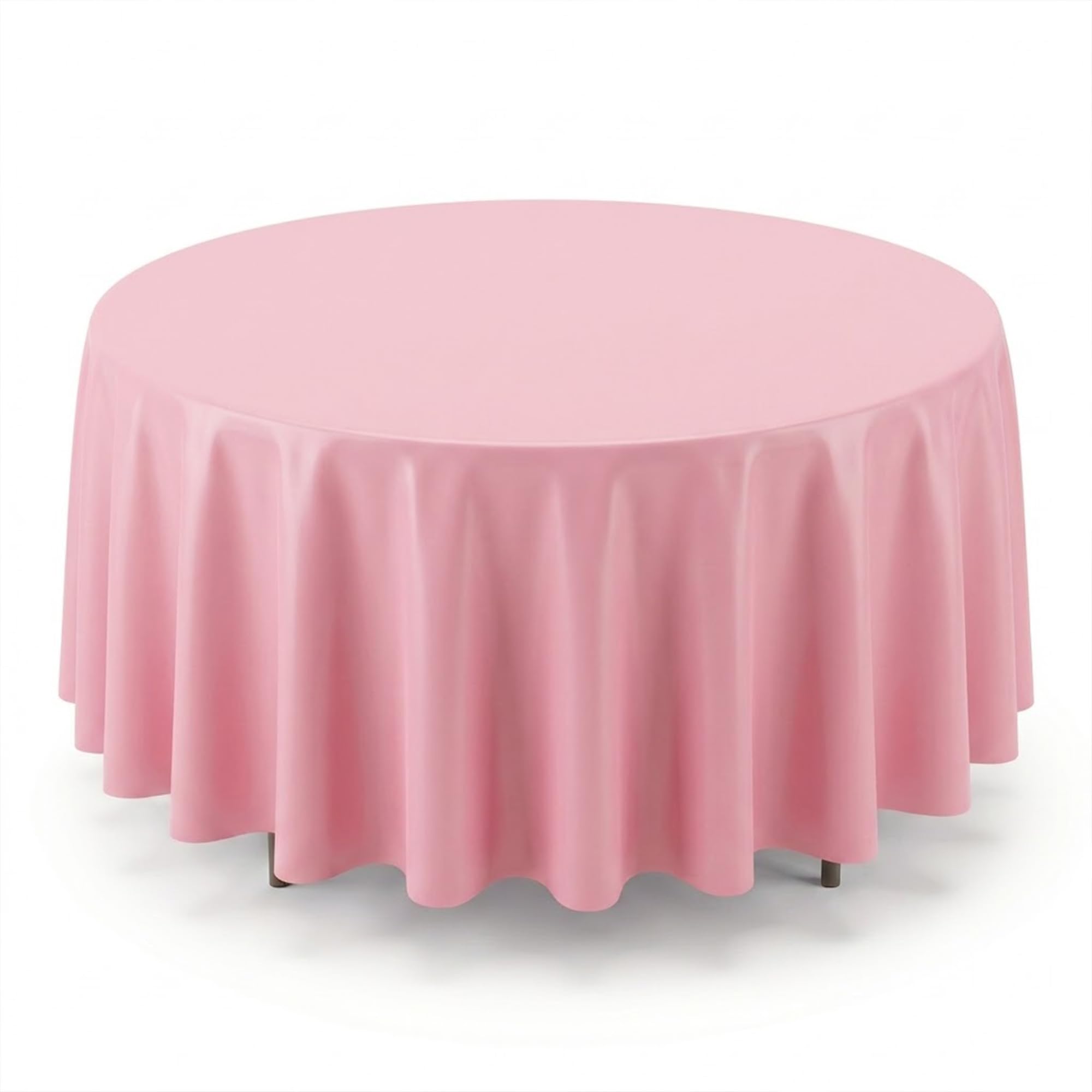 Venuscello 10 x Light Pink Round Plastic Tablecloths Covers Reusable 84" (213cm) for Elegant & Durable Birthday & Events Table Decorations Home Use โ image 1