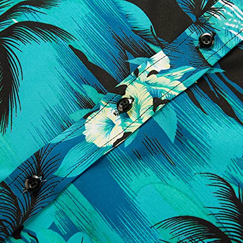 Euow Men's Hawaiian Shirt Short Sleeves Printed Button Down Summer Beach Dress Shirts(Multicolored Bl3,Xl) #TOP4