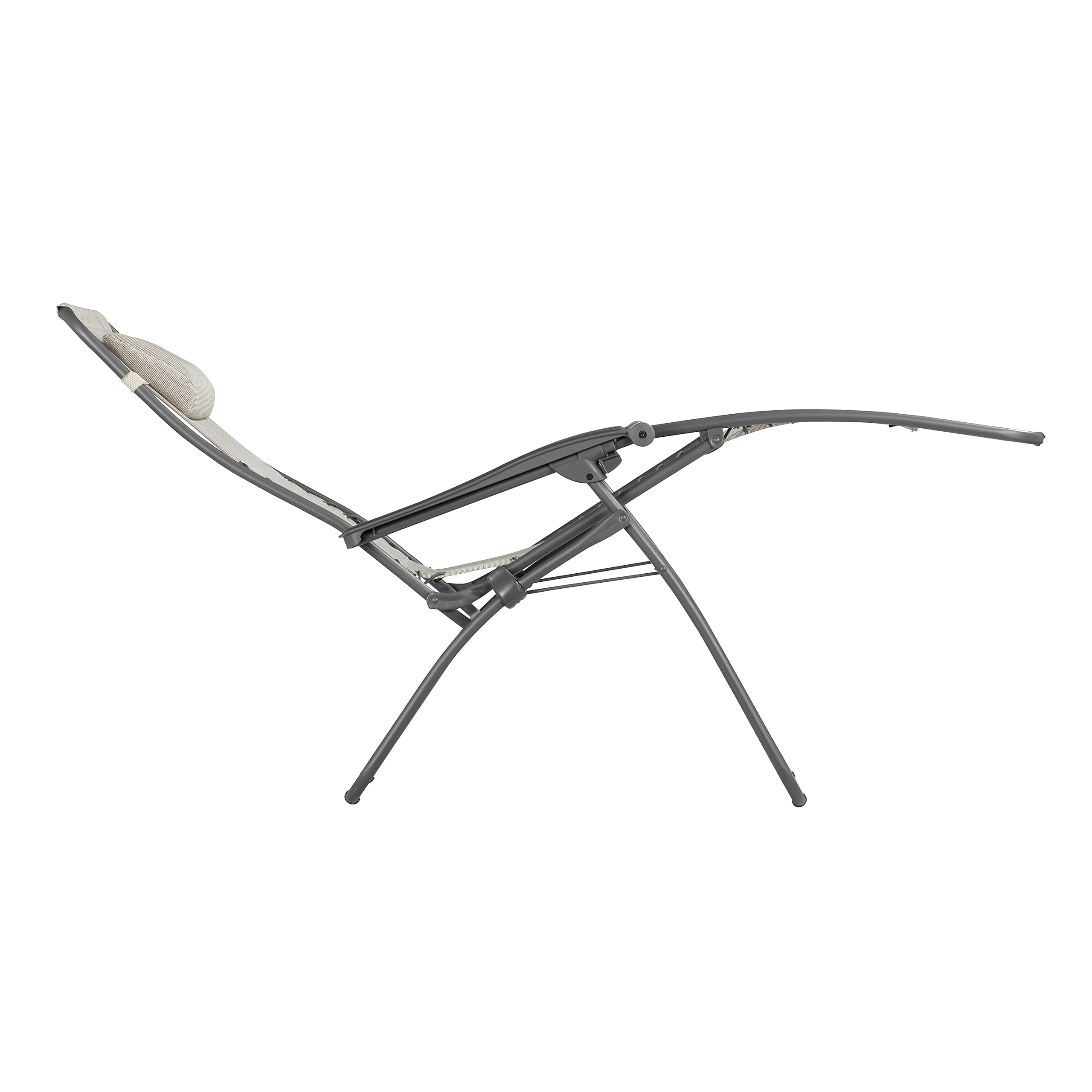 Lafuma MOBILIER - Fauteuil Relax Zéro Gravité RSXA - Chaise Longue Pliante Terrasse et Jardin - Toile Batyline Résistante - Transat Multiposition, Tout Confort, Fabriqué en France - Beige SEIGLE