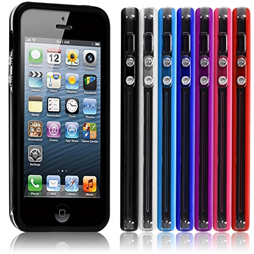Seluxion   Carcasa tipo bumper para Apple iPhone 5, 5S y 5C, color negro