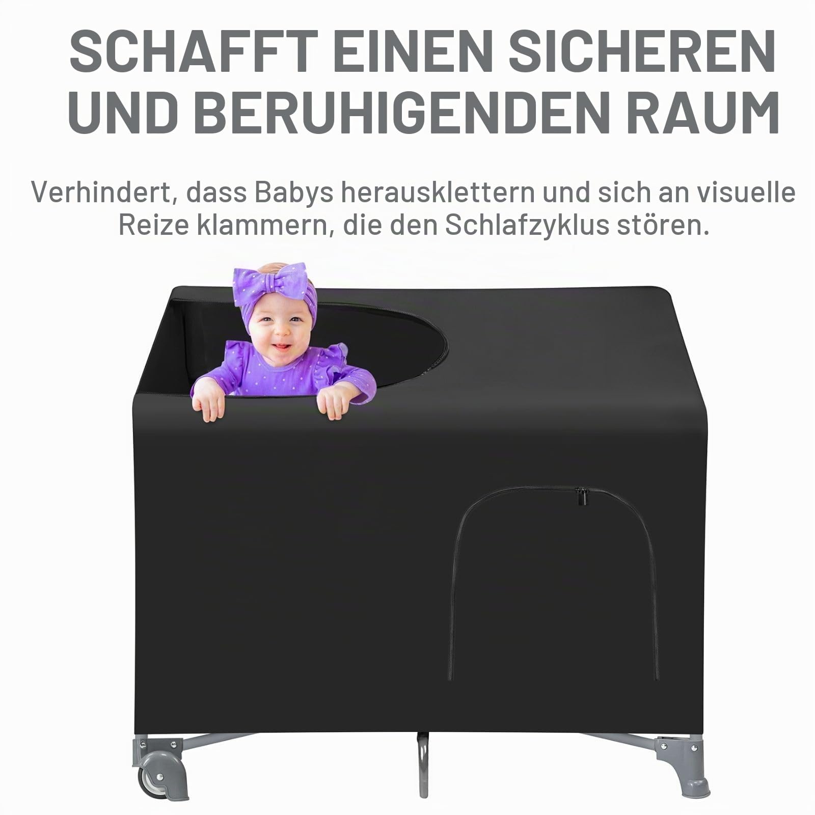 PandaEar Verdunkelungsüberzug für Reisebett – Tragbarer, Atmungsaktiver & Dehnbarer Schlafzelt-Überzug für Babybetten – Für Innen- & Außeneinsatz