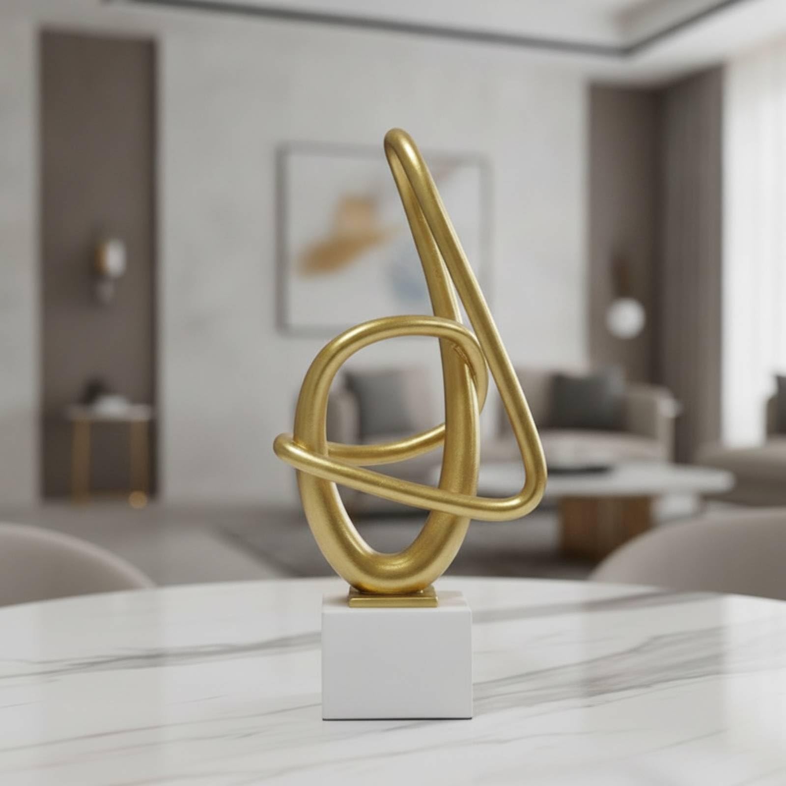 Baoblaze Escultura Moderna Decoración Estatua Adorno Figura con Forma de Bucle Entretejido en Resina sobre Pedestal Aportando Elegancia Adecuada para Recibidores Salones Despachos Hoteles