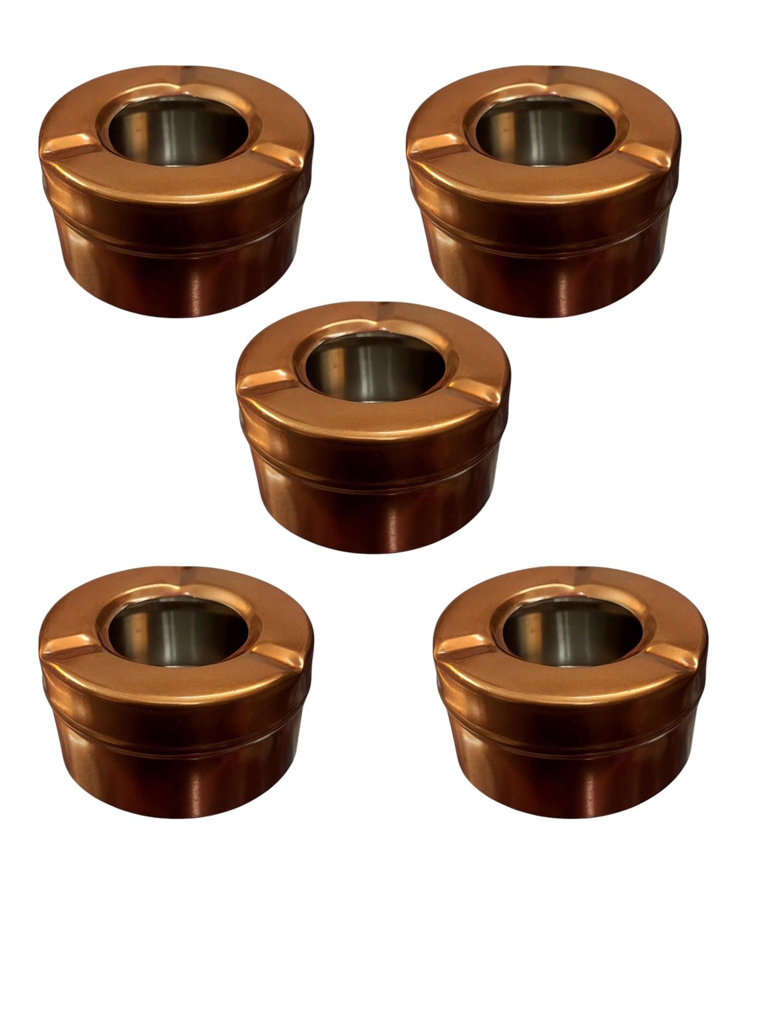 Nooks Round Ashtray with Lid, Copper-Coloured Metal, Stainless Steel Interior (Pack of 1 to10) copper gold colour (2)-picture-25