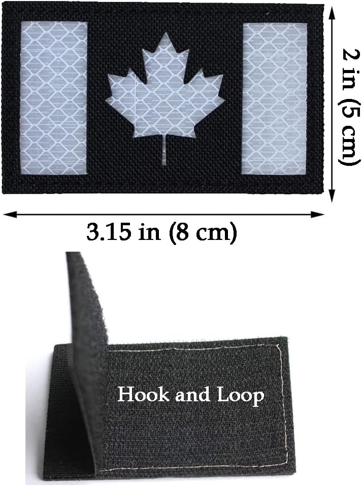 AliPlus 2PCS Canada Flag Patches Reflective Morale Patch Hook and Loop