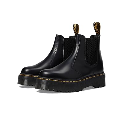 Dr. Martens 2976 Quad Smooth Leather Platform Chelsea Boots Boots Black Polished Smooth