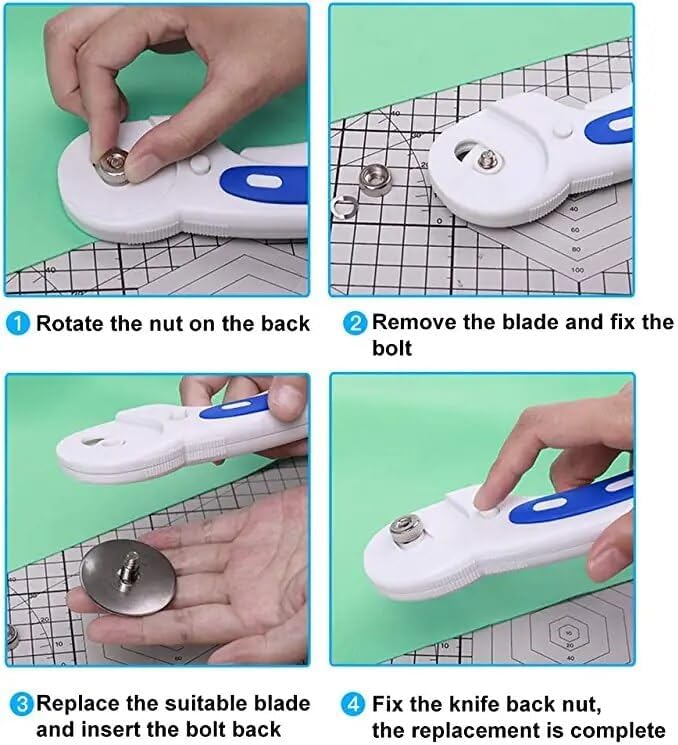 LMDZ 45mm Rotary Cutter with 5 Pcs Replace Rotary Cutter Blades, Sewing Pins and A5 Cutting Mat Set for Quilting Sewing Crafts