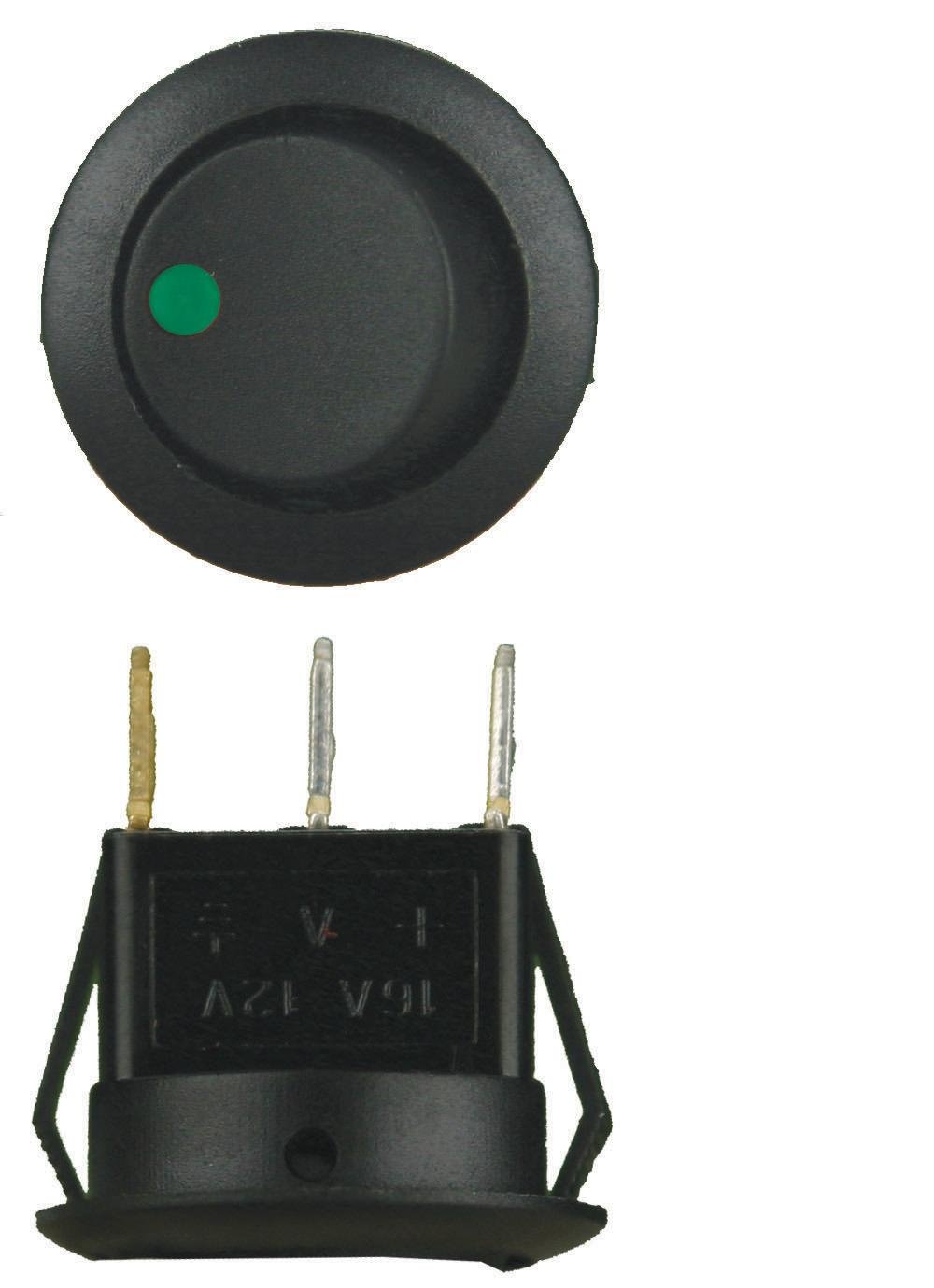 Round Rocker Switch Green Led No Leads 5 Bag -IBRRSG