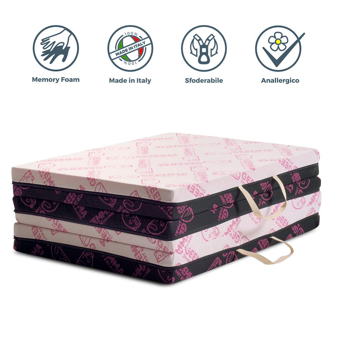 Matelas Futon Pliable 100x200 Cm - Mousse Mémoire Forme - Housse Lavable
