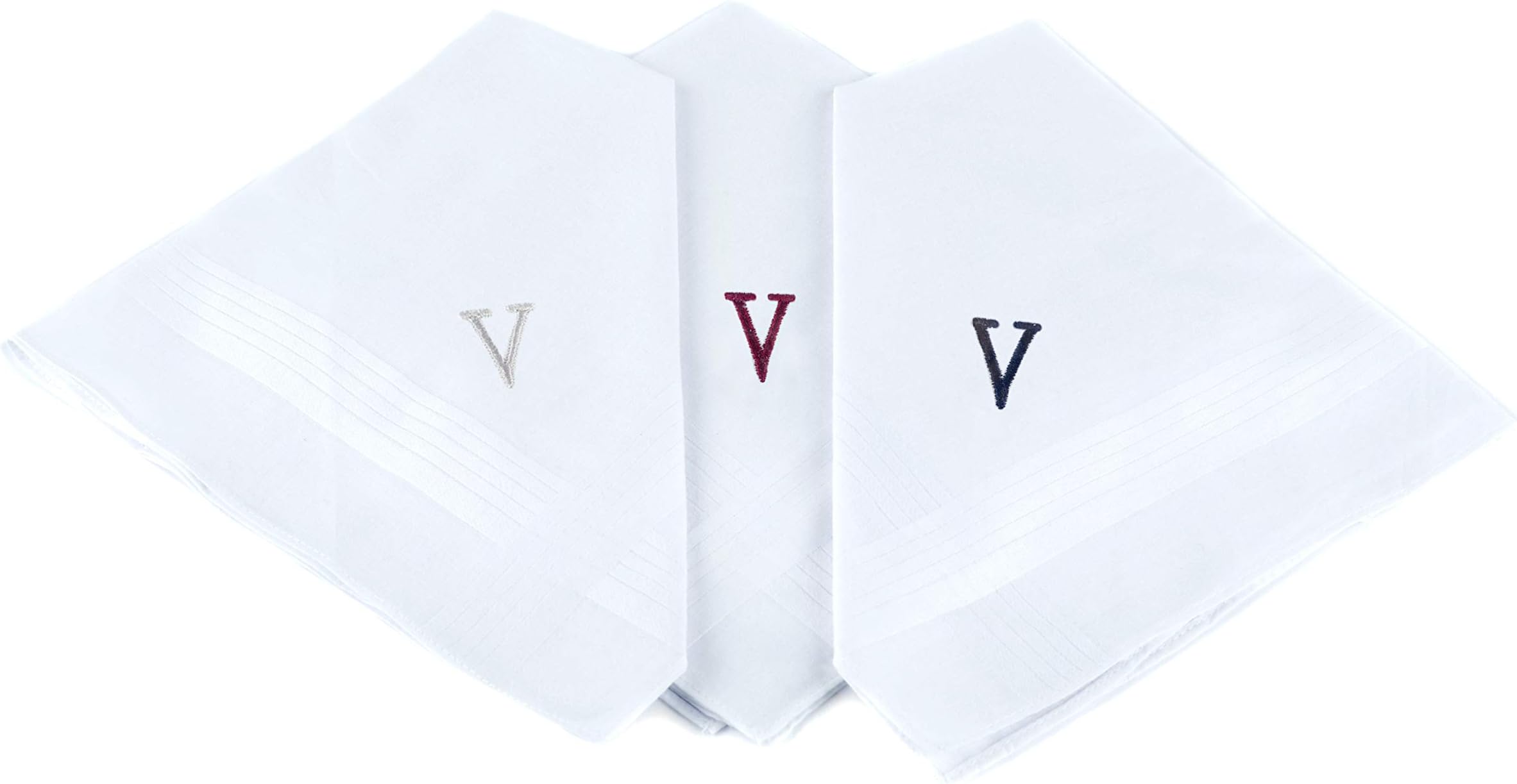 Initial Handkerchief for Men, Monogrammed Boxed 3 Piece Set,100% Cotton
