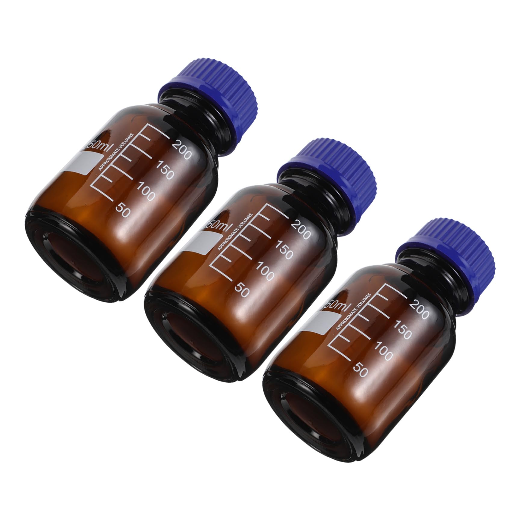 Botella de Reactivo de Vidrio Marrón 250ml para Laboratorio, 3 Piezas