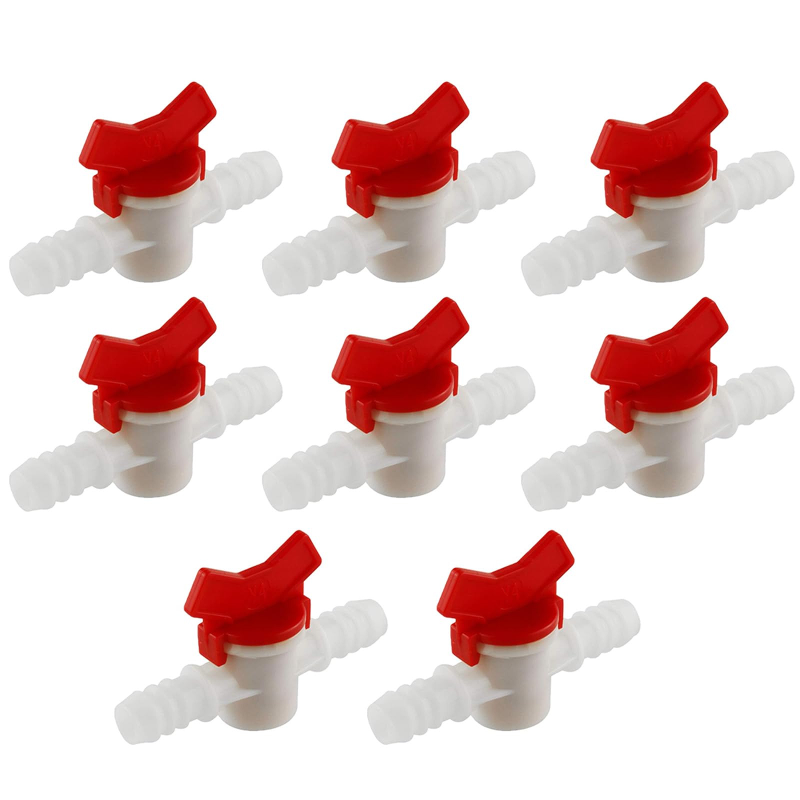 SagaSave 8PCS Barbed Ball Valve, 10mm Drip Irrigation Barbed Ball Valve, Shut Off Switch Flow Control Valve, Ball Valve Barbed, Hose Pipe Joiner Faucet Connector Adapter (WT)