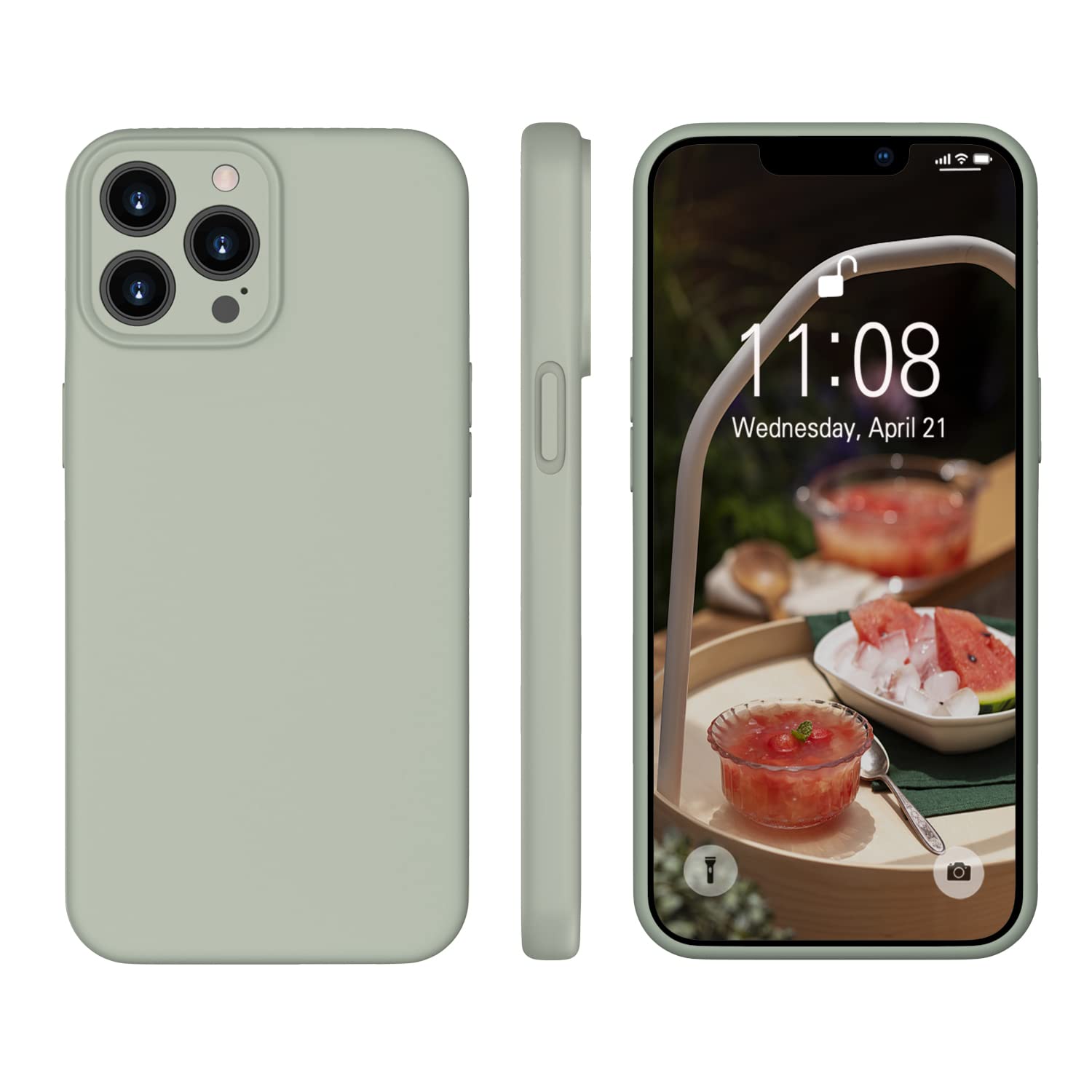 AndwingCompatible with iPhone 12 Pro Max Case 6.7 inch, Liquid Silicone [Silky and Soft Touch] [Soft Anti-Scratch Microfiber Lining] Protective Phone Rubber Case for iPhone 12 Pro Max Copper Green